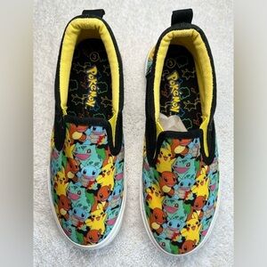 Pokemon The Original Four Types Boy’s Low Top Slip on Shoes-Size: 3-Multi Color